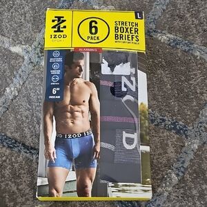 Izod Men's Boxer Briefs 6-Pack - Blue and Black